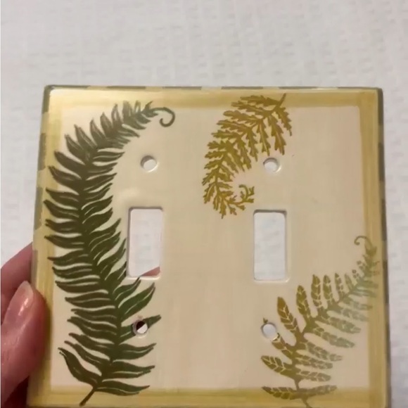FERN CERAMIC switch plate cover double toggle light switch plate cream green - Picture 2 of 11